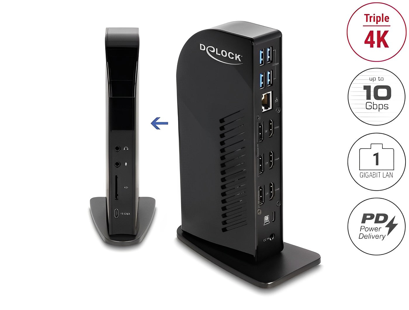 תחנת עגינה USB-C Displaylink למחשב נייד עם חיבור ל- 3 מסכים DP/HDMI 4K בו זמנית דגם D88051 - delock.israel