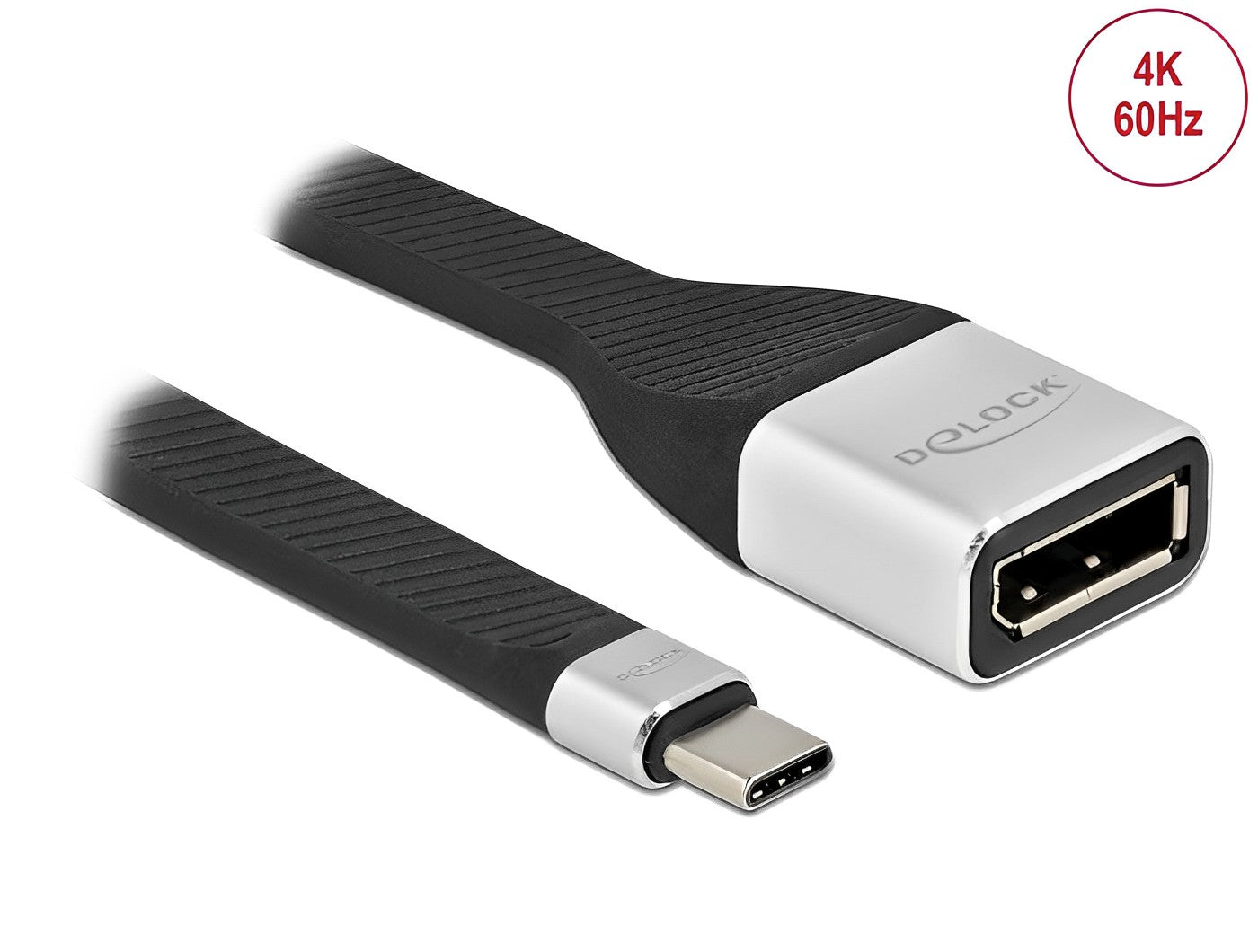 מתאם תצוגה שטוח תקע USB-C לשקע DisplayPort 4K תומך HDR - delock.israel