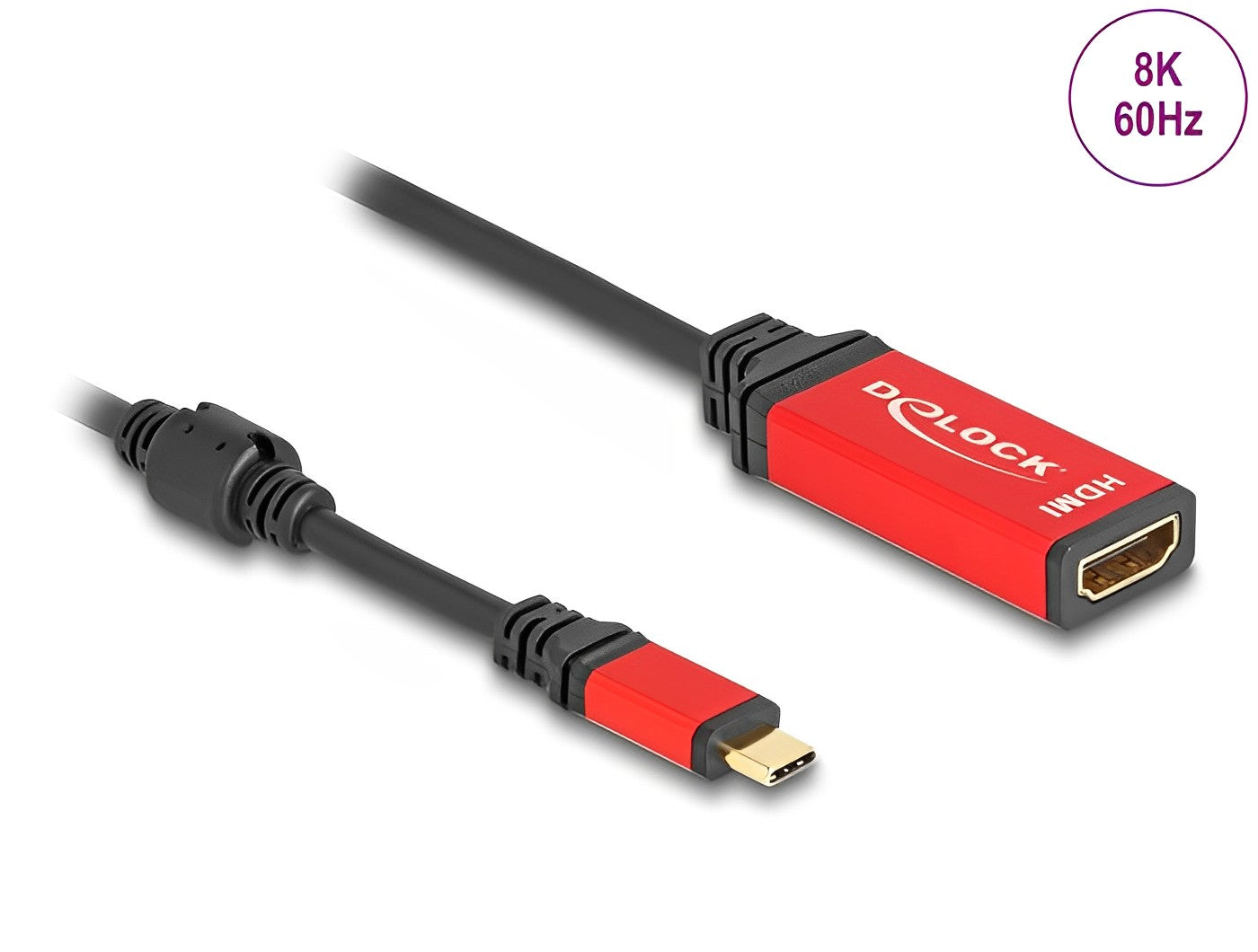 מתאם תצוגה USB-C Red metal לחיבור מסך HDMI 8K 60 Hz תומך HDR - delock.israel