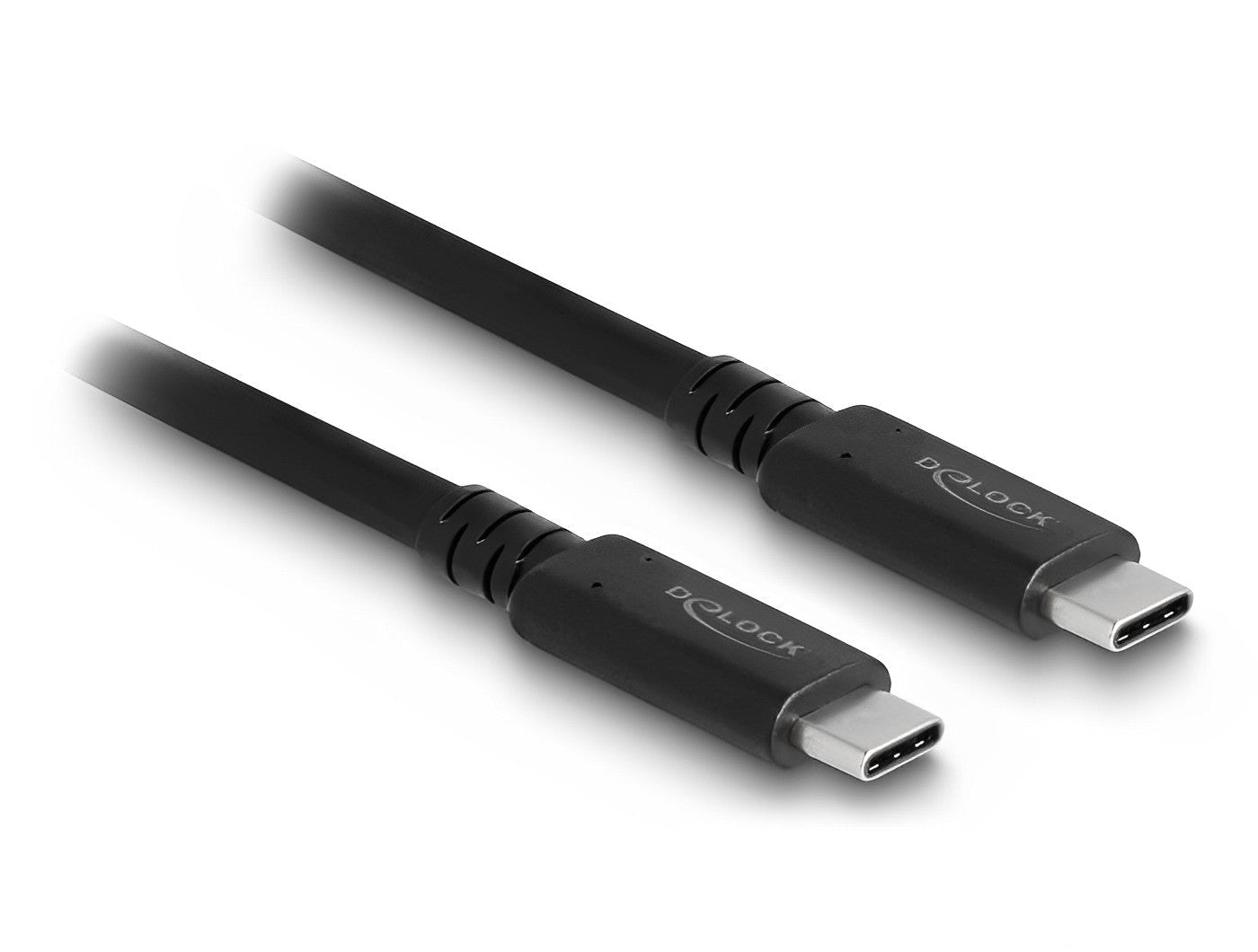 כבל קואקסיאלי USB4™ Type-C מבית DELOCK גרמניה מאפשר חיבור של מכשירים שונים כגון סמארטפונים, מסכים, תחנות עגינה וכוננים חיצוניים דרך חיבור USB Type-C, Thunderbolt™ 3 או 4 במחשב או בלפטופ