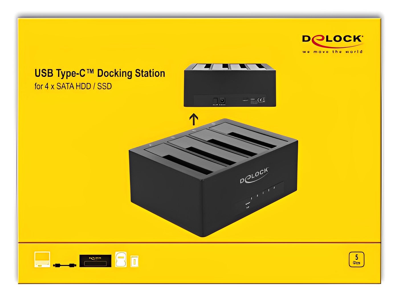 תחנת עגינה USB-C 3.1 Gen 1 עבור 4 כונני SATA HDD/SSD 2.5″/ 3.5″ - delock.israel