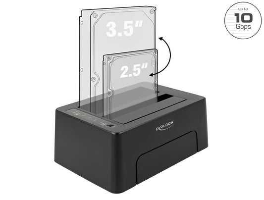 תחנת עגינה USB-C 3.1 Gen 2 עבור 2 כונני SATA HDD/SSD 2.5″/ 3.5″ עם פונקציית שכפול - delock.israel