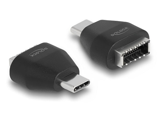 מתאם USB 10Gbps מבית DELOCK גרמניה מאפשר חיבור של כבל או מחבר USB פנימי מסוג Type-E (Key A) ליציאת USB-C חיצונית