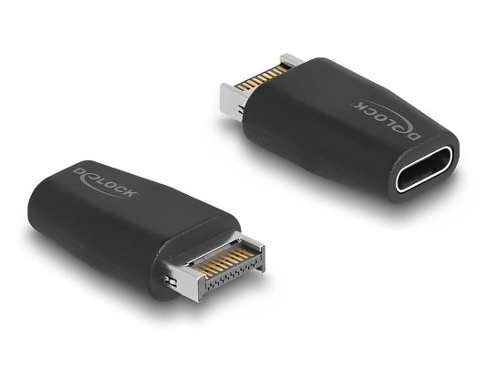 מתאם USB 10Gbps מבית DELOCK גרמניה מאפשר חיבור של כבל או מחבר USB-C חיצוני ליציאת פנימית מסוג Type-E (Key A)