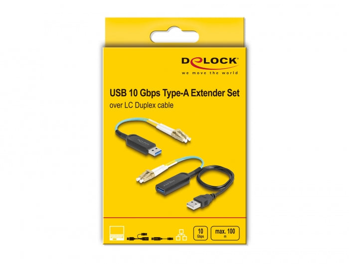 מרחיק USB 10Gbps על כבל רשת אופטי LC Duplex למרחק עד 100 מטר - delock.israel