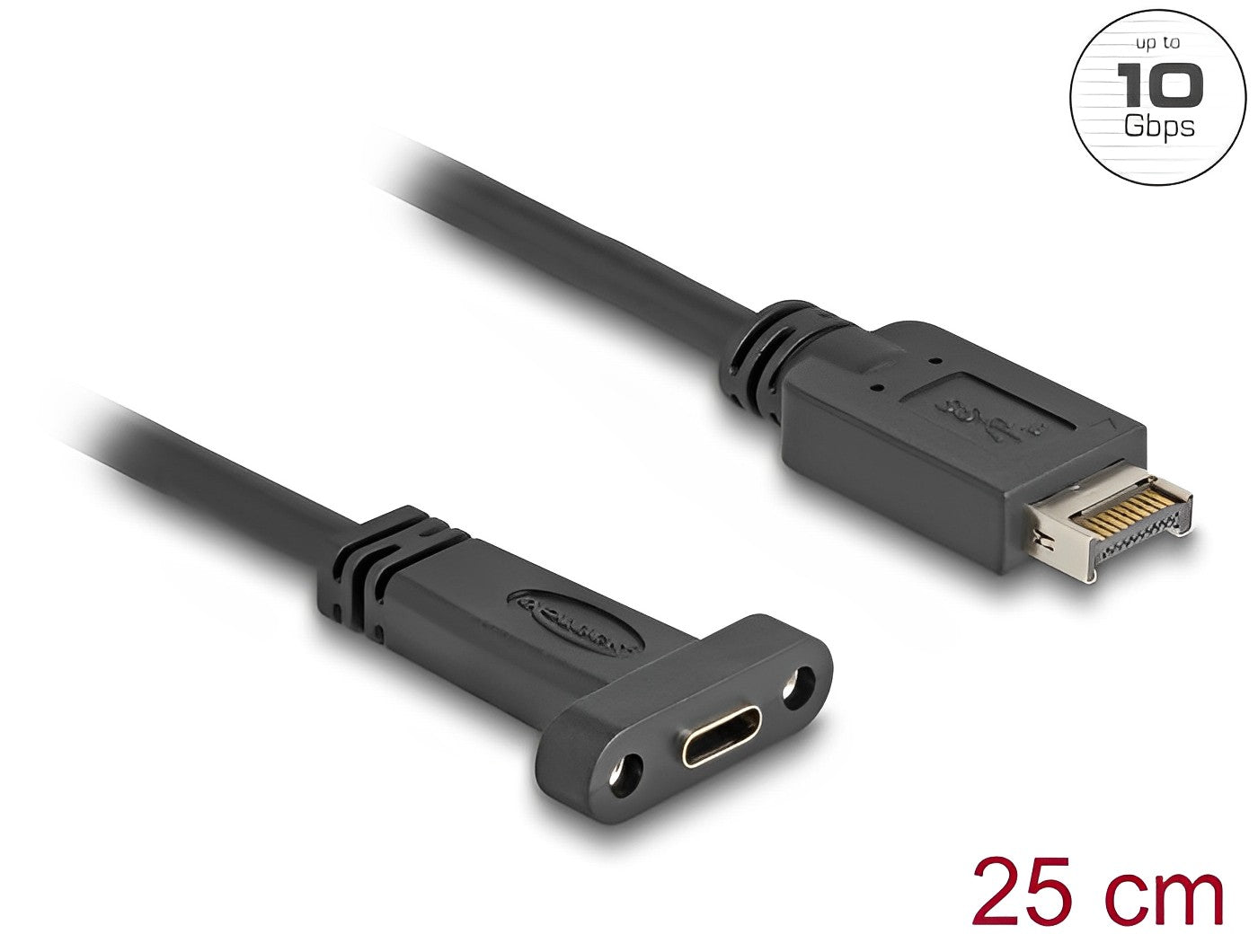 Delock USB 10 Gbps Cable USB Type-E Key A 20 pin male to USB Type-C™ female panel-mount 25 cm - delock.israel