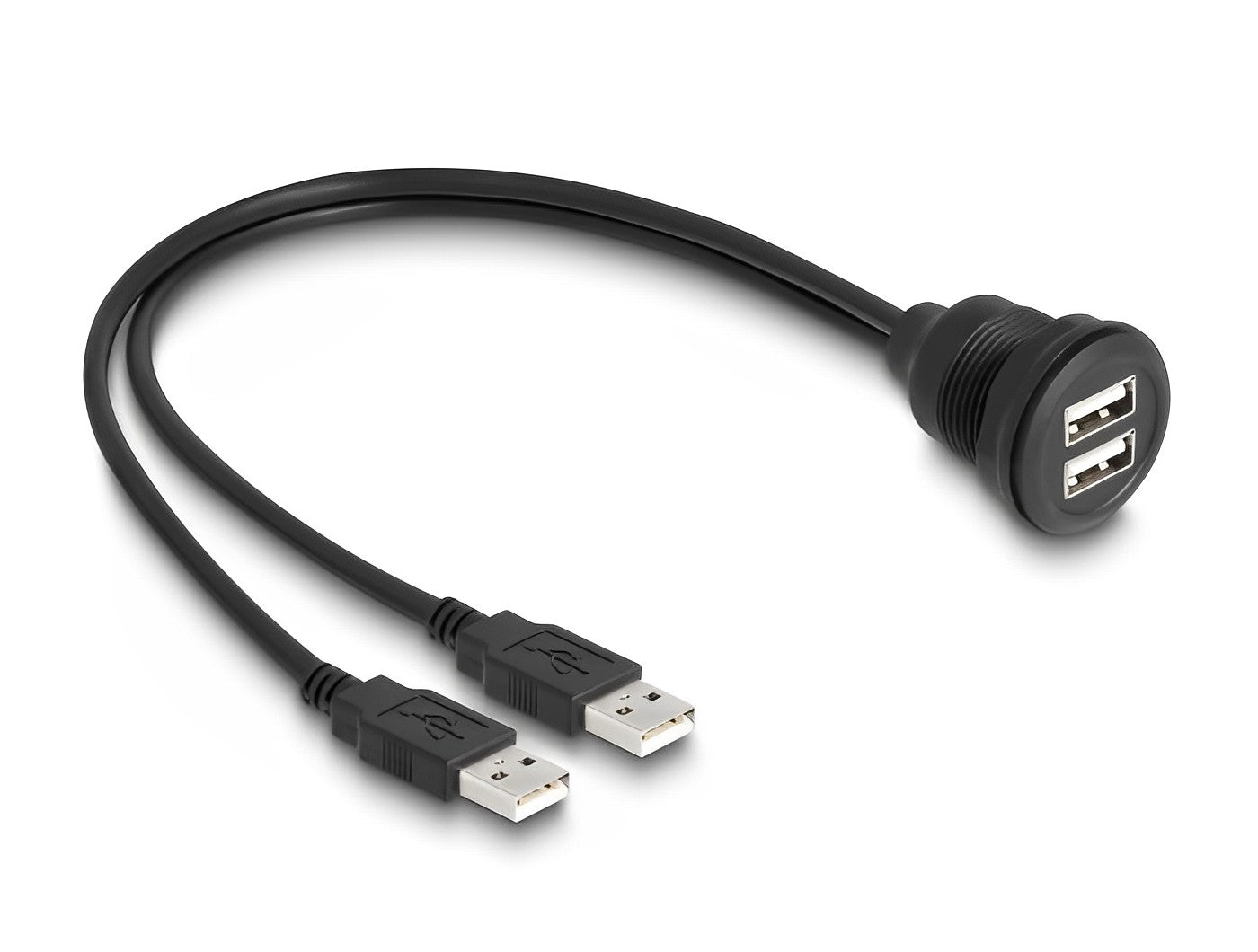 כבל כפול USB-A 2.0 ז/נ להתקנה בקדח עגול - delock.israel