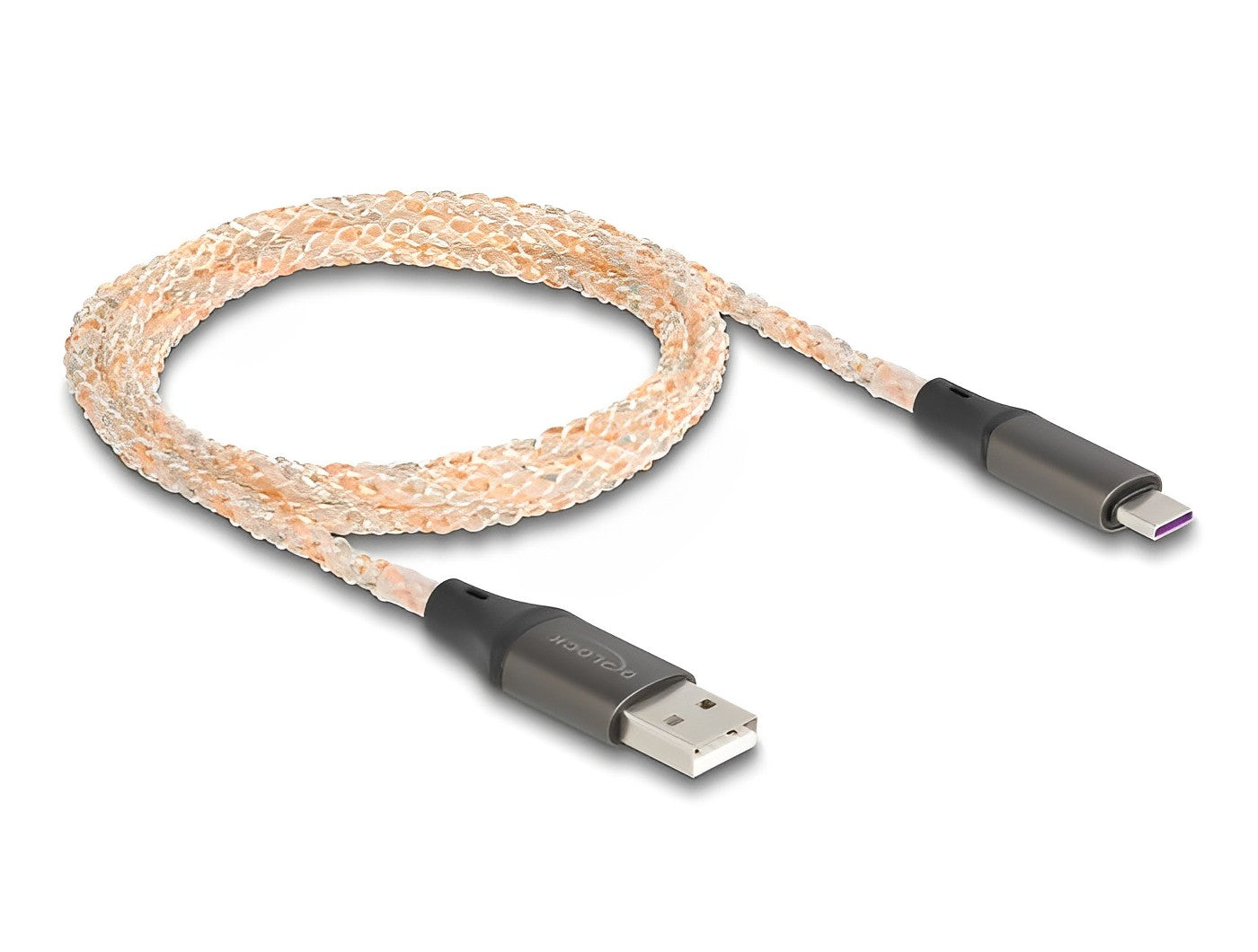 כבל טעינה ונתונים USB 2.0 RGB תקע USB-A לתקע USB-C - delock.israel