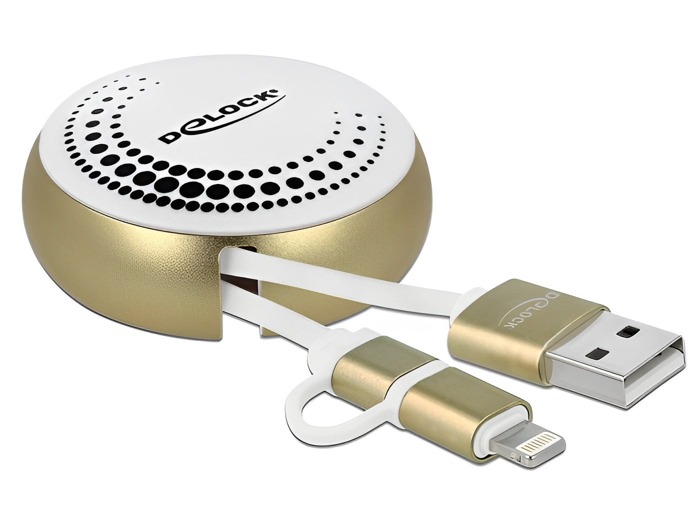 כבל טעינה ונתונים נמתח תקע USB-A לתקעים Lightning / Micro-B אורך 92 ס"מ - delock.israel