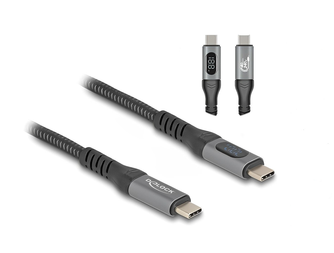 כבל קואקסיאלי USB4™ Type-C מבית DELOCK גרמניה מאפשר חיבור של מכשירים שונים כגון סמארטפונים, מסכים, תחנות עגינה וכוננים חיצוניים דרך חיבור USB Type-C, Thunderbolt™ 3 או 4 במחשב או בלפטופ