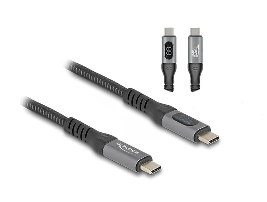כבל קואקסיאלי USB4™ Type-C מבית DELOCK גרמניה מאפשר חיבור של מכשירים שונים כגון סמארטפונים, מסכים, תחנות עגינה וכוננים חיצוניים דרך חיבור USB Type-C, Thunderbolt™ 3 או 4 במחשב או בלפטופ
