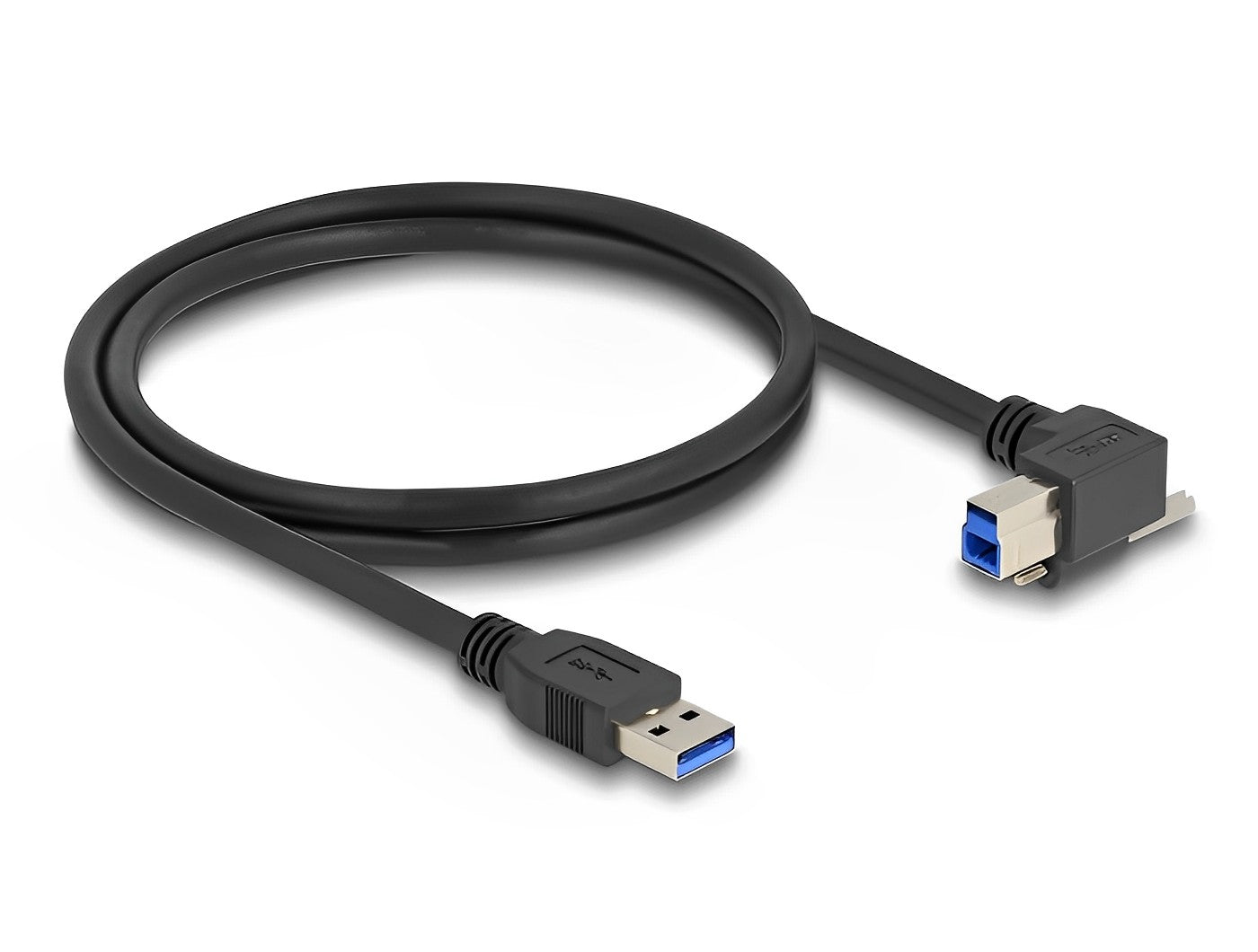 כבל USB 5Gbps תקע USB-A לתקע USB-B עם בורג נעילה בזווית 90° ימינה - delock.israel