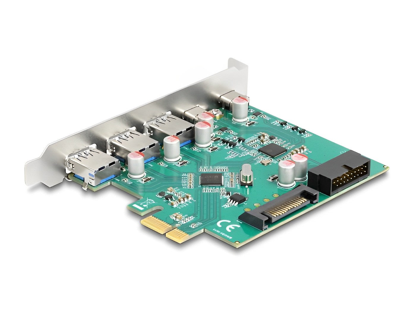 כרטיס PCIe x1 USB 5Gbps עם 5 יציאות USB צ'יפים VIA / Genesys Logic - delock.israel