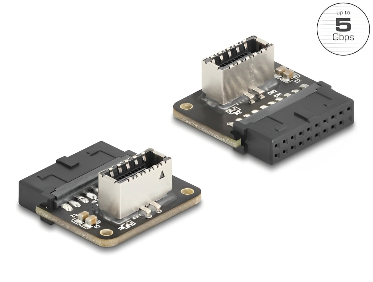 מתאם USB 5Gbps מבית DELOCK גרמניה ממיר מחבר פנימי מסוג USB Pin Header (נקבה) ליציאת USB פנימית מסוג Type-E Key A (נקבה)