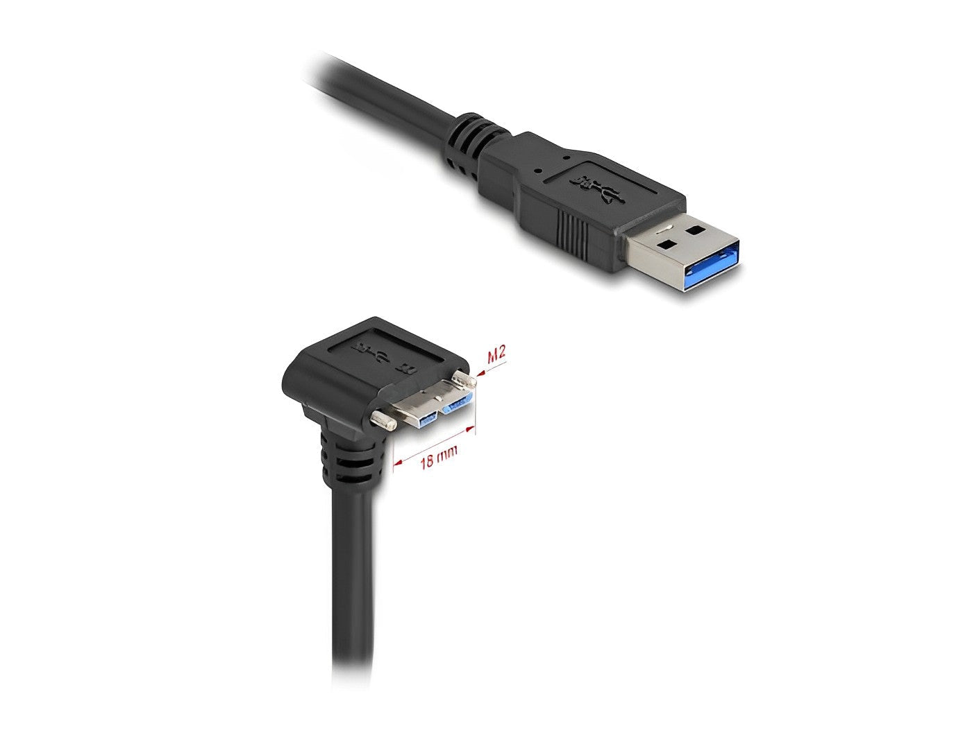 כבל USB 5Gbps מבית Delock גרמניה מאפשר חיבור בין מכשיר עם מחבר מיקרו USB-B למחשב עם חיבור USB-A פנוי