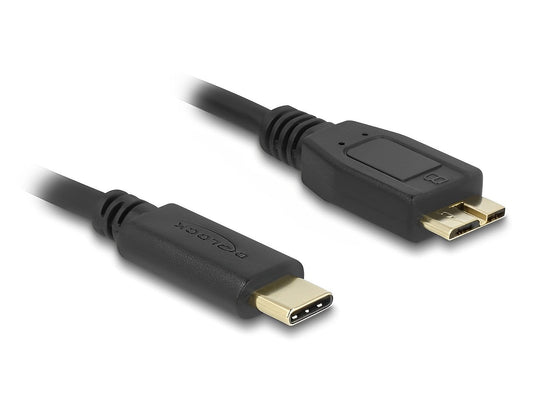 כבל USB 5Gbps מבית DELOCK גרמניה מאפשר לחבר מכשירים עם מחבר מיקרו USB, כמו סמארטפון או כונן קשיח חיצוני, למחשב או מחשב נייד עם יציאת USB-C
