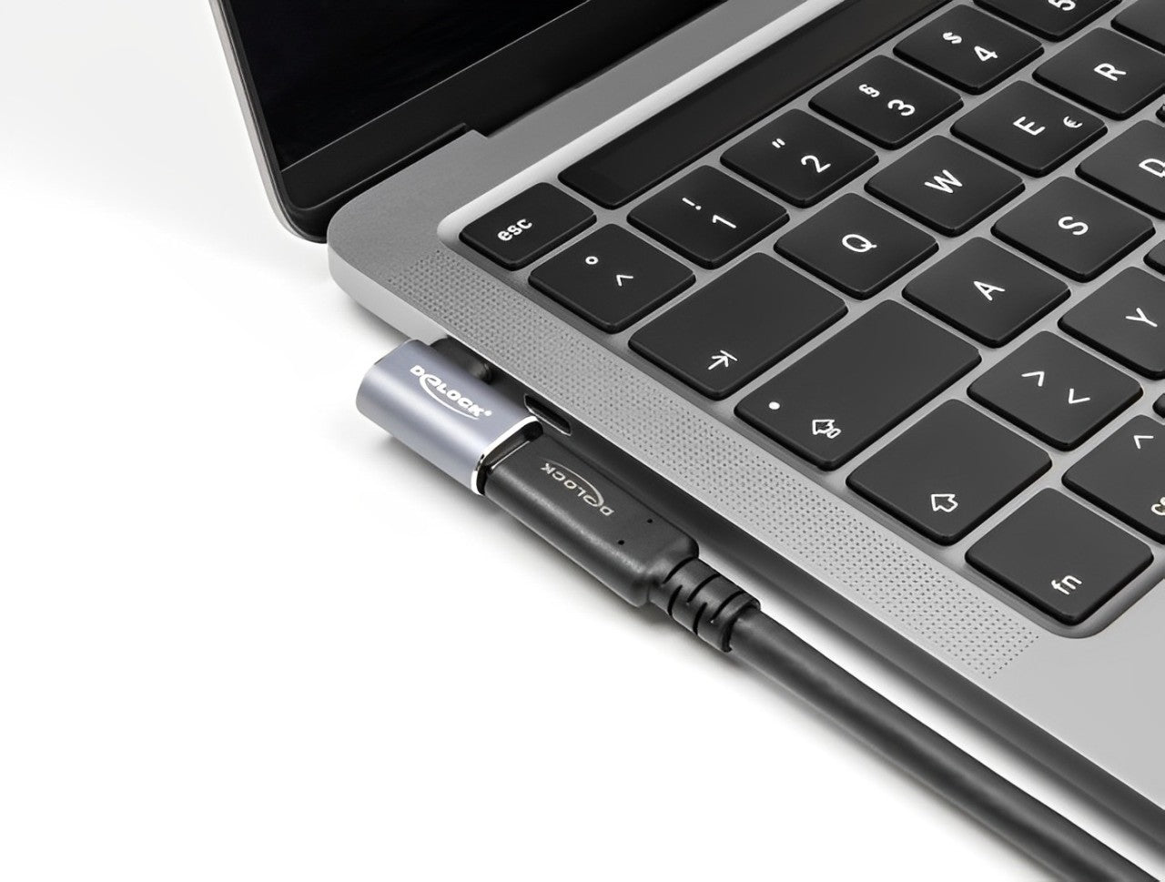 מתאם USB-C 40 Gbps 8K 60 Hz ז/נ בזווית 90° תומך PD 3.1 240 W - delock.israel