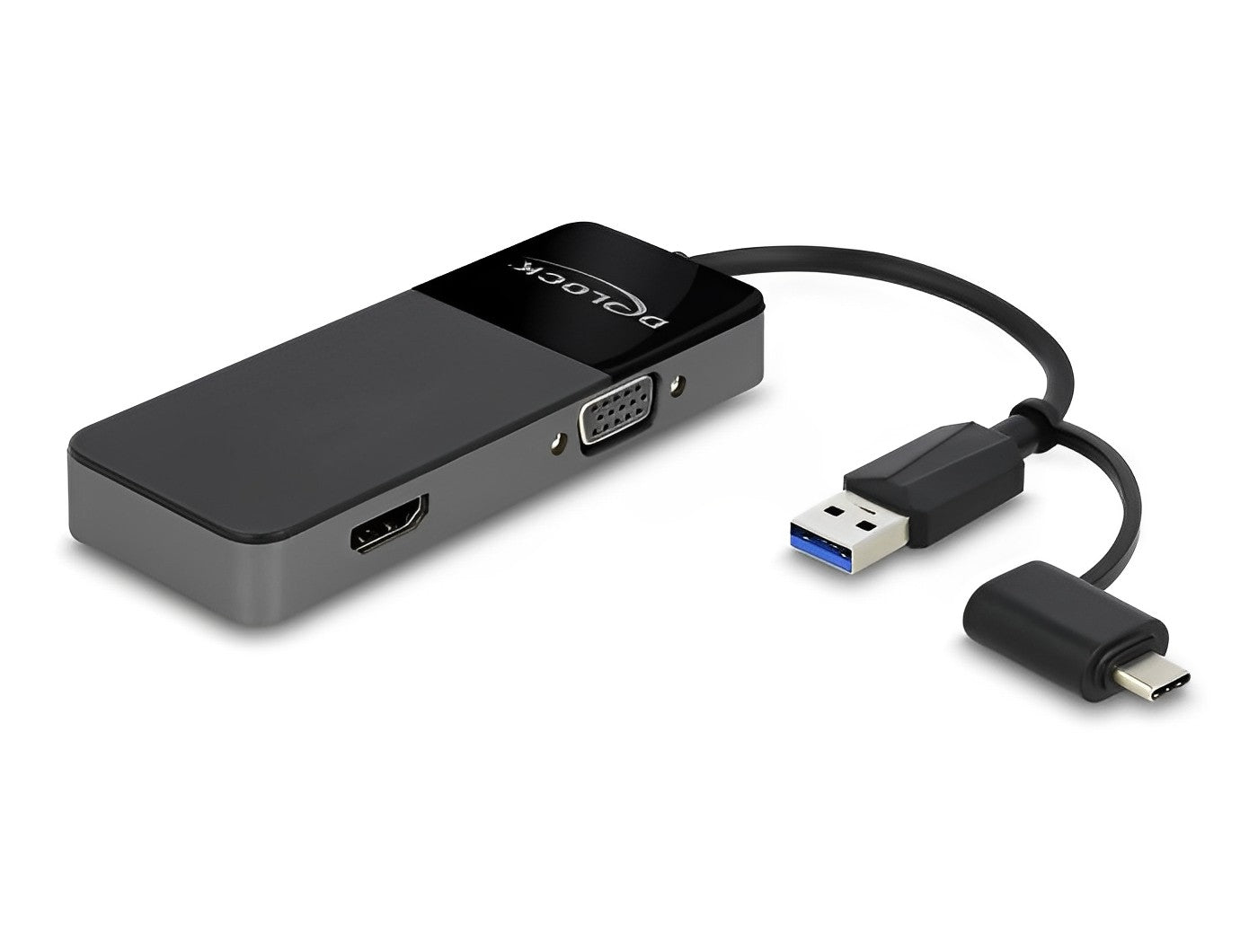 מתאם תצוגה USB 3.2 Gen 1 לחיבור 2 מסכים VGA + HDMI 4K בו זמנית - delock.israel