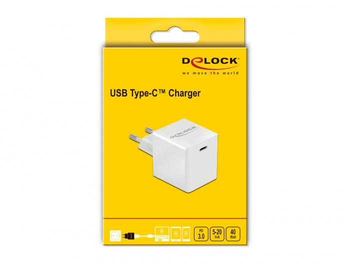 מטען קיר מהיר USB-C PD 3.0 40W - delock.israel