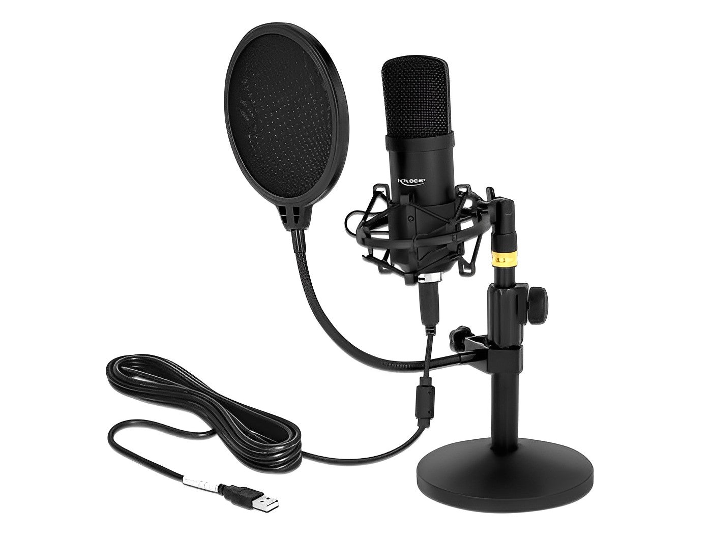 סט מיקרופון USB Condenser מקצועי להרצאות וגיימינג - delock.israel