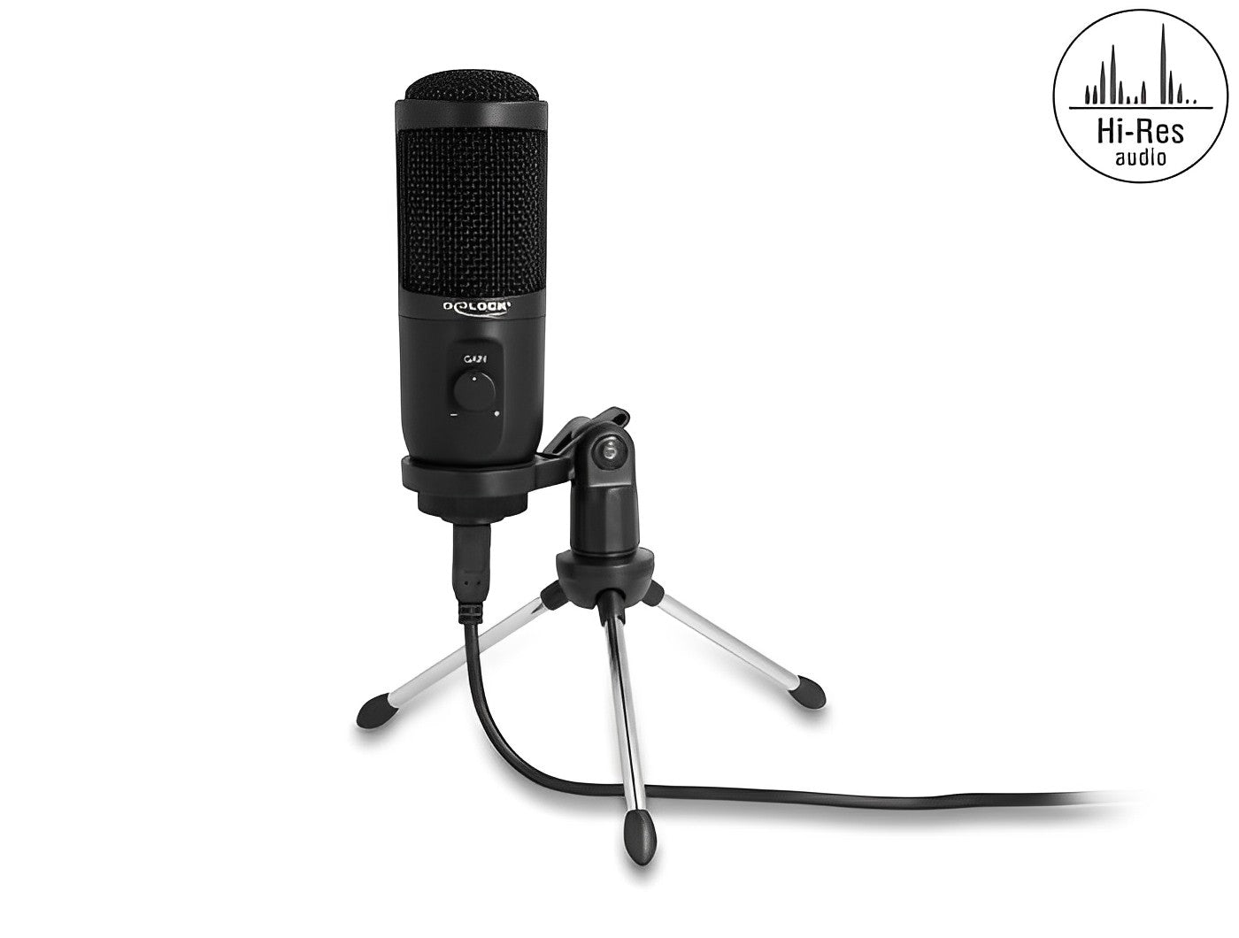 מיקרופון קונדנסר USB 24Bit / 192kH להרצאות ופודקאסטים + חצובה - delock.israel
