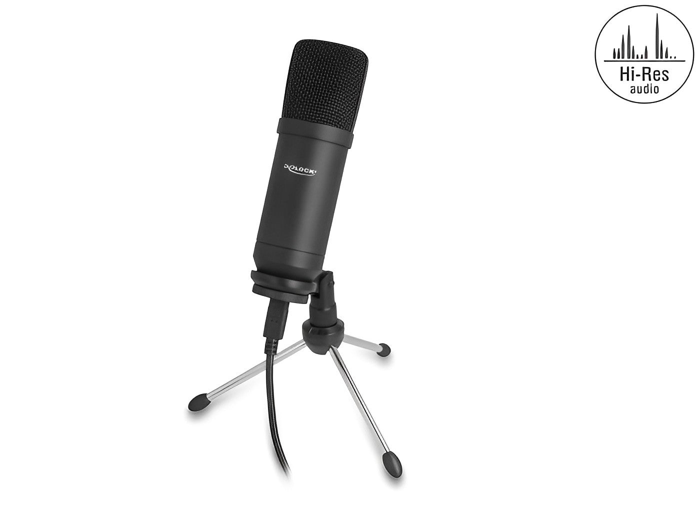 מיקרופון קונדנסר USB מקצועי להרצאות ופודקאסטים + חצובה - delock.israel
