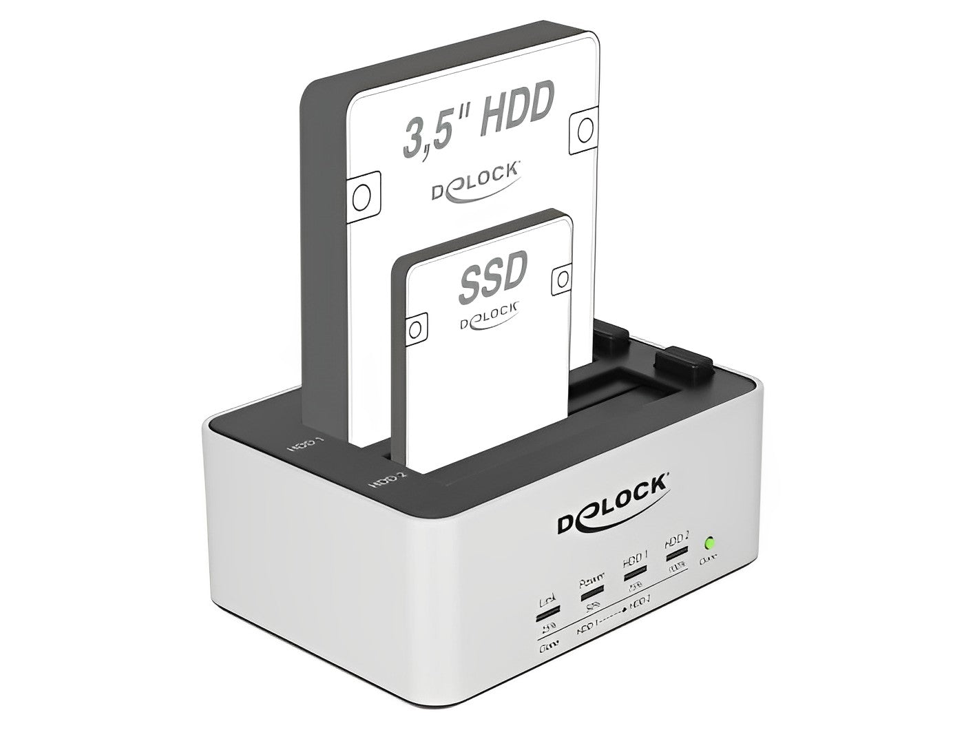 תחנת עגינה USB 3.0 גוף מתכת עבור 2 כונני SATA HDD/SSD 2.5″/ 3.5″ עם פונקציית שכפול - delock.israel