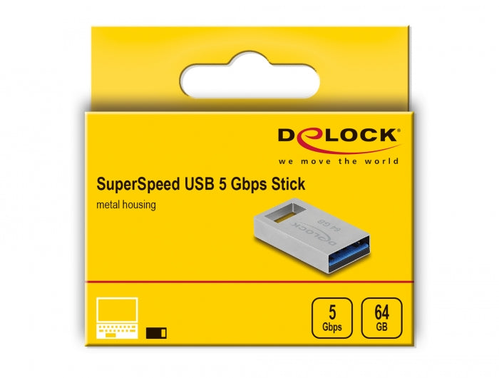 זיכרון נייד USB 5 Gbps נפח 64GB - delock.israel