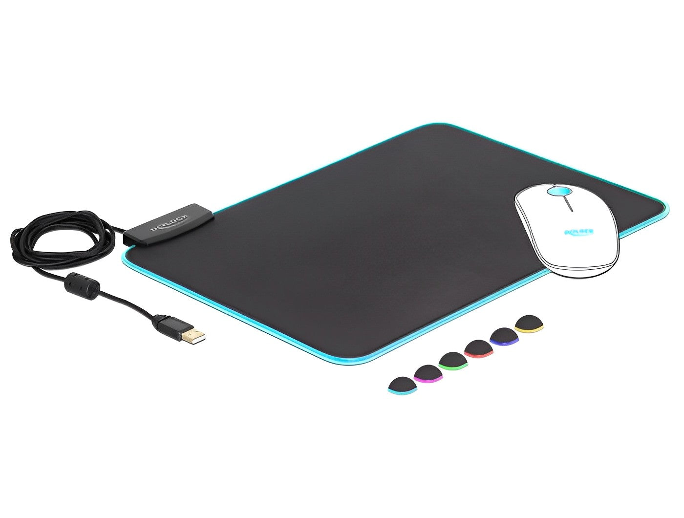 משטח עכבר USB עם תאורת RGB - delock.israel