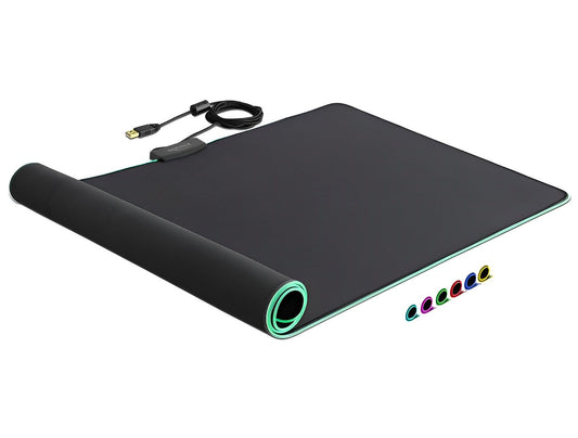 משטח עכבר USB ענק עם תאורת RGB - delock.israel