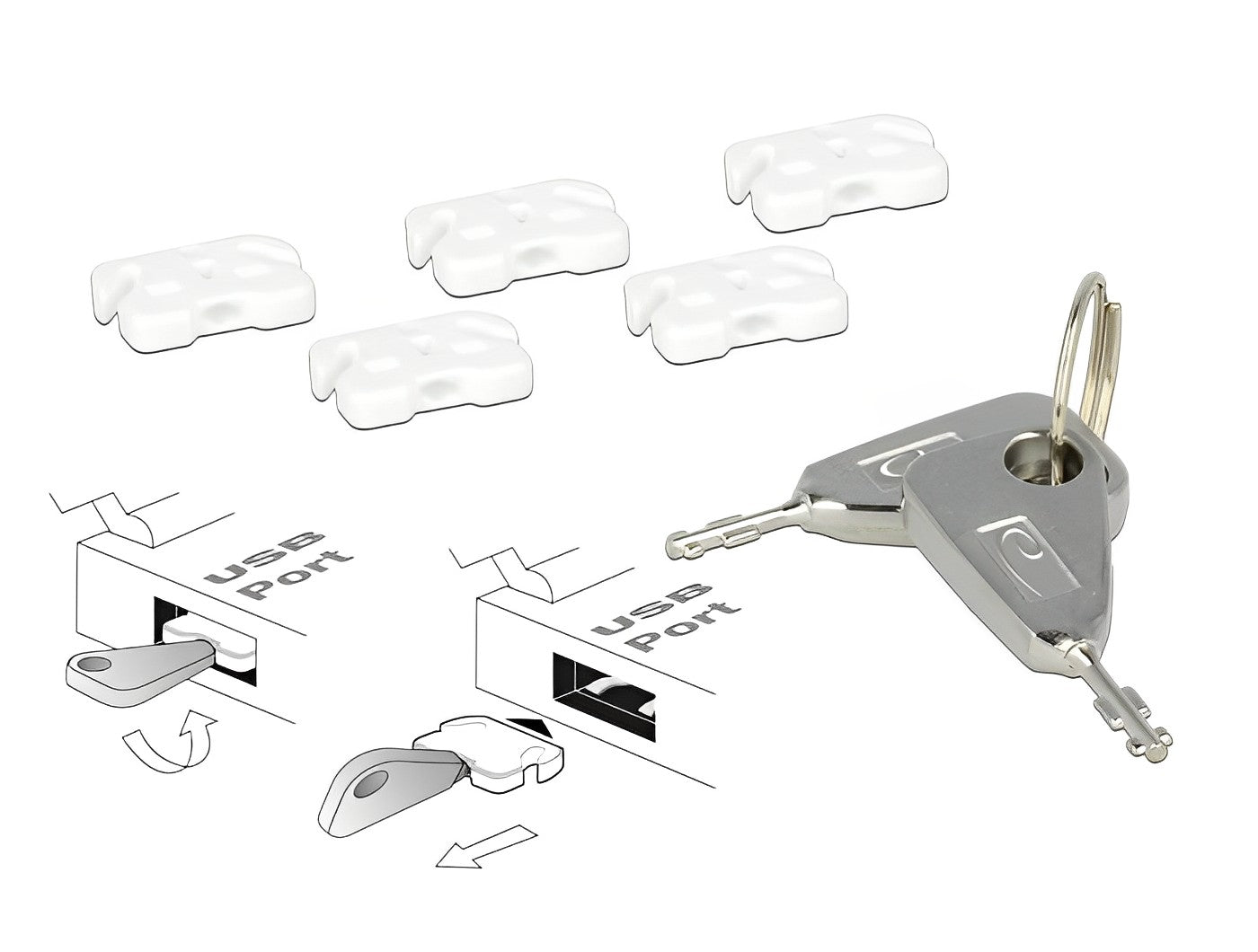 חוסם ונועל שקע USB-A סט 5 יח - delock.israel