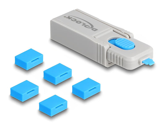 חוסם ונועל שקע USB-A סט 5 יח + כלי נעילה - delock.israel