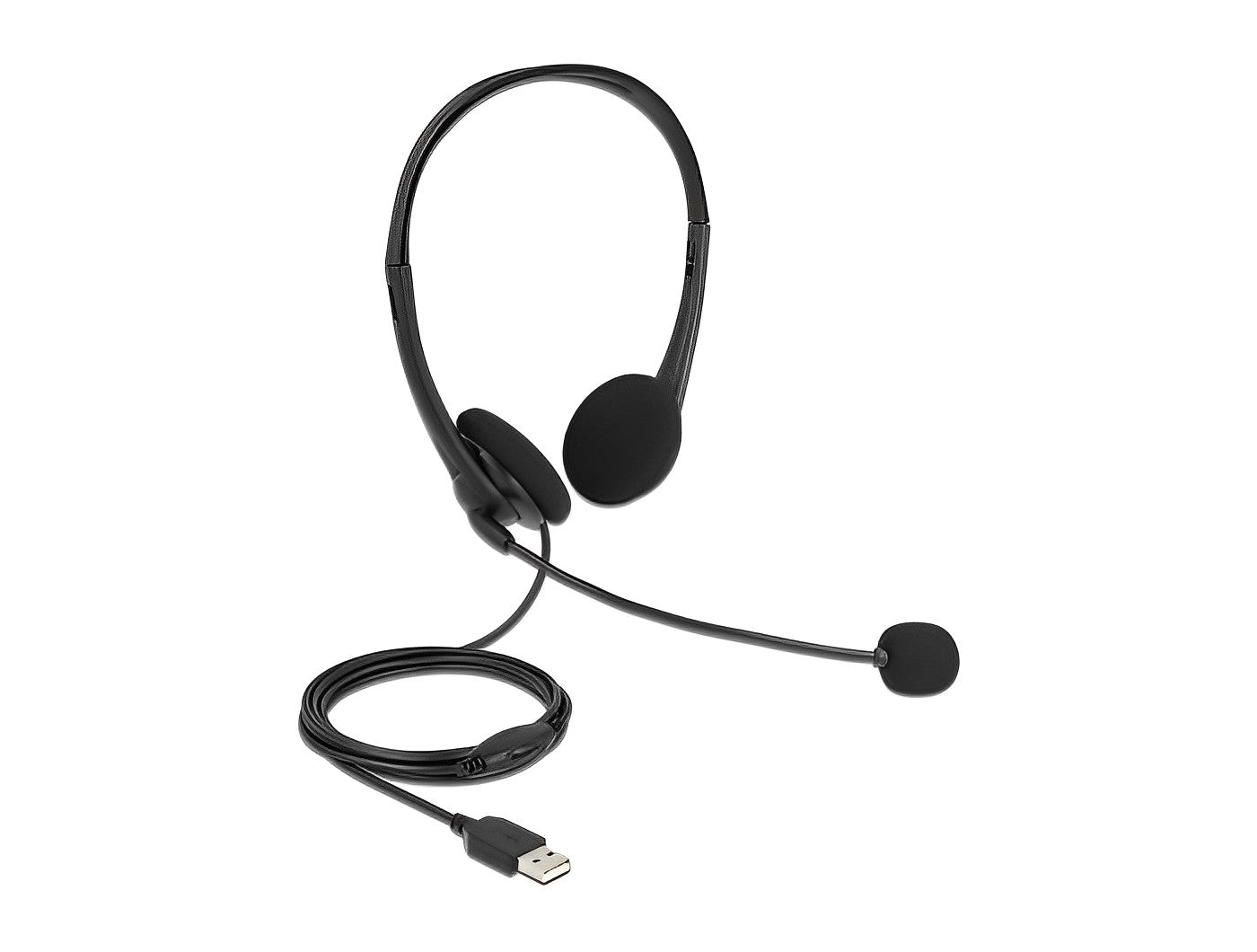 אוזניות מדונה USB Stereo עם מיקרופון + בקרת עוצמת קול ומיקרופון - delock.israel