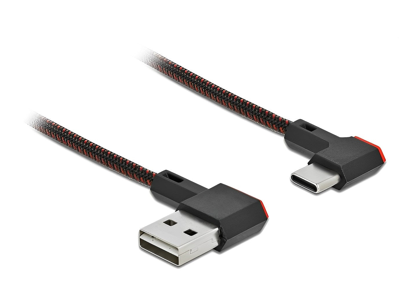 כבל EASY-USB 2.0 עם ציפוי ניילון קלוע מבית Delock גרמניה מאפשר חיבור קל ונוח בין מכשיר עם מחבר USB-C למחשב או למטען בעל חיבור USB-A פנוי