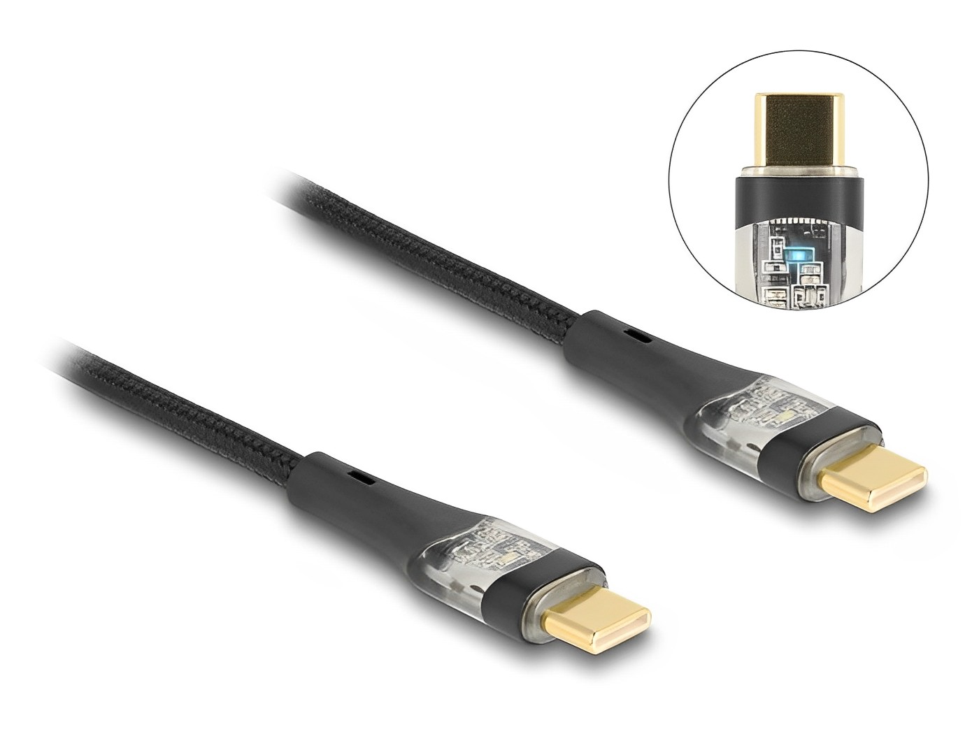 כבל טעינה ונתונים USB-C 2.0 LED ז/ז תומך PD 3.0 100W צ'יפ E-Marker - delock.israel