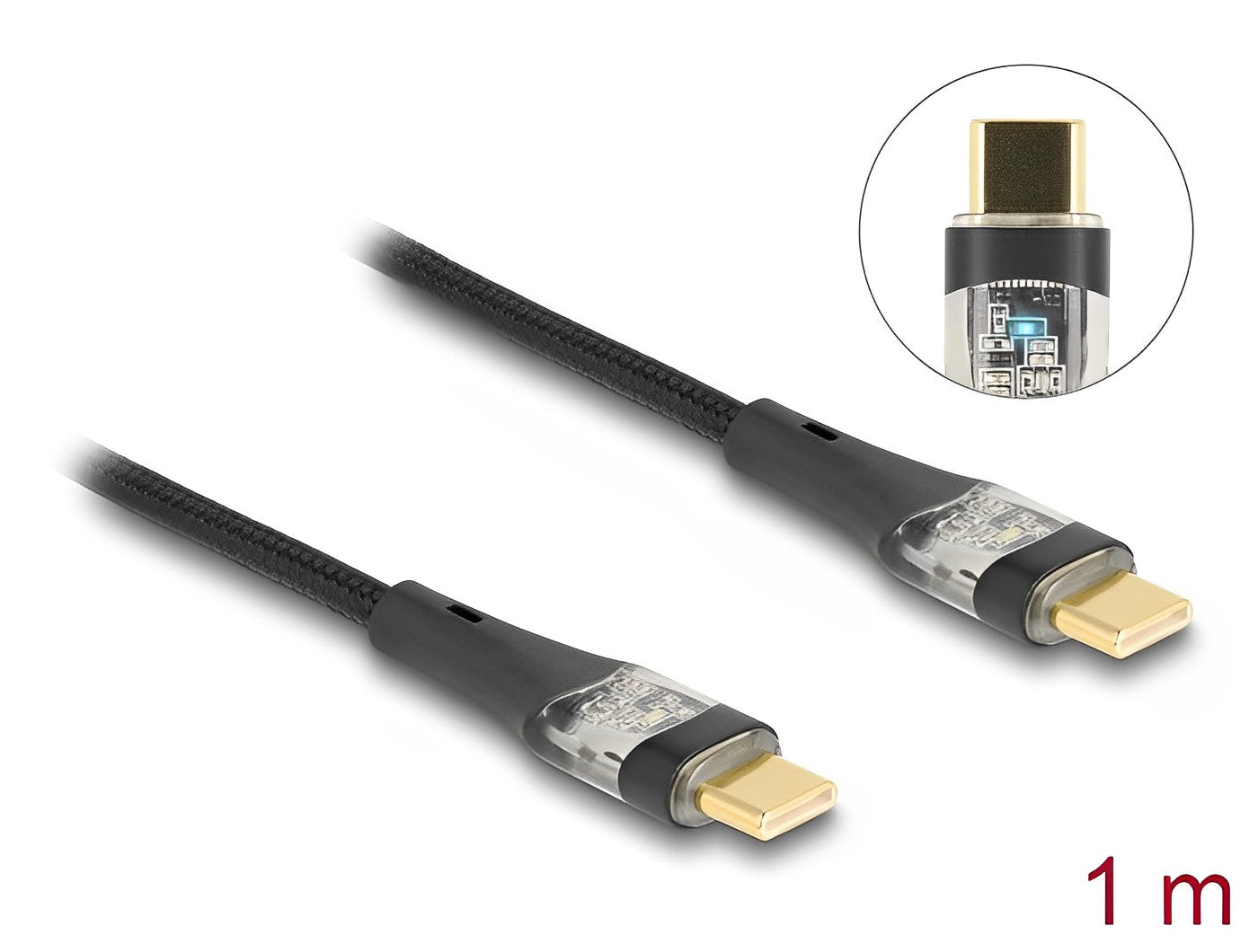 כבל טעינה ונתונים USB-C 2.0 LED ז/ז תומך PD 3.0 100W צ'יפ E-Marker - delock.israel
