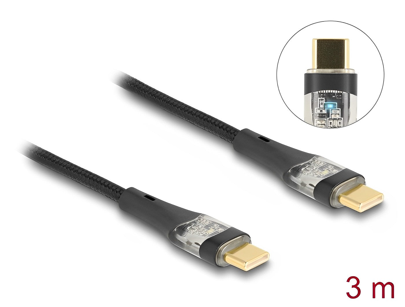 כבל טעינה ונתונים USB-C 2.0 LED ז/ז תומך PD 3.0 100W צ'יפ E-Marker - delock.israel