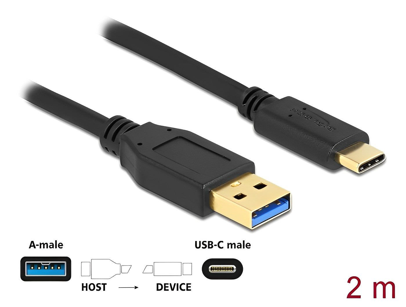 כבל USB 10Gbps מבית DELOCK גרמניה מאפשר לחבר מכשיר עם מחבר USB Type-C (לדוגמה, סמארטפון) למחשב או למחשב נייד עם יציאת USB Type-A