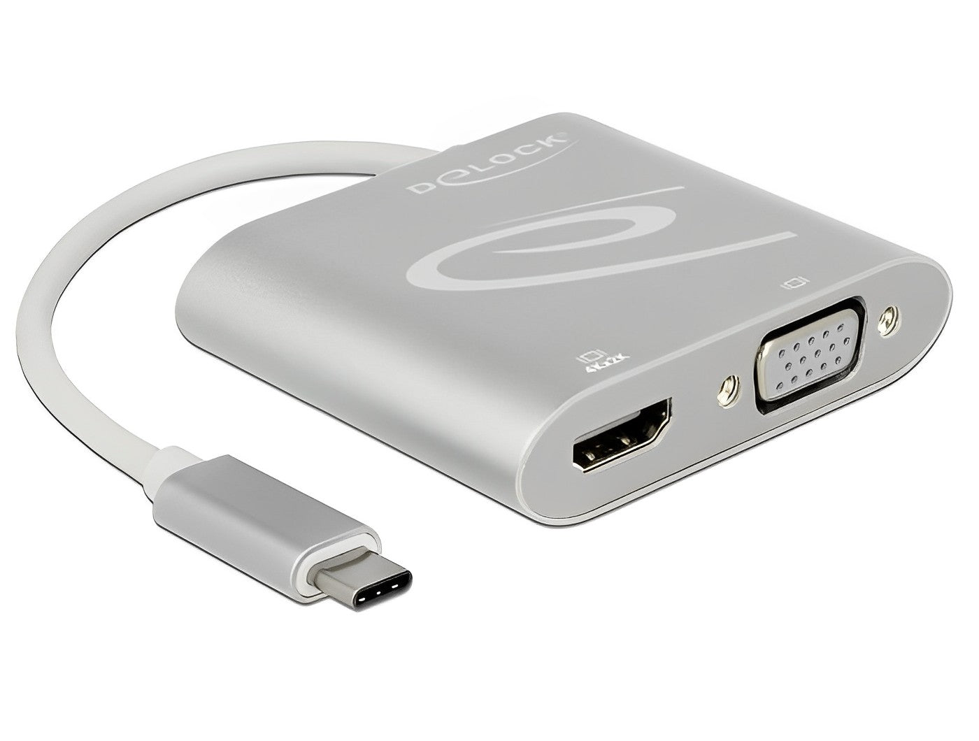 ספליטר USB-C 4K ל- 2 מסכים HDMI + VGA MST - delock.israel