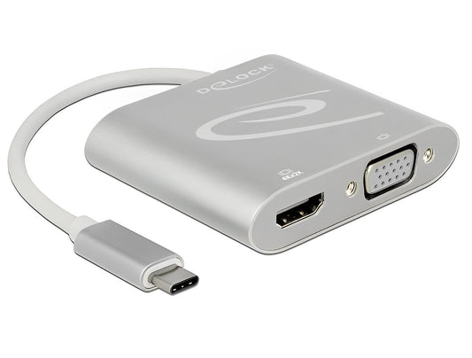 ספליטר USB-C 4K ל- 2 מסכים HDMI + VGA MST - delock.israel