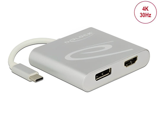 ספליטר USB-C 4K ל- 2 מסכים HDMI + DisplayPort MST - delock.israel