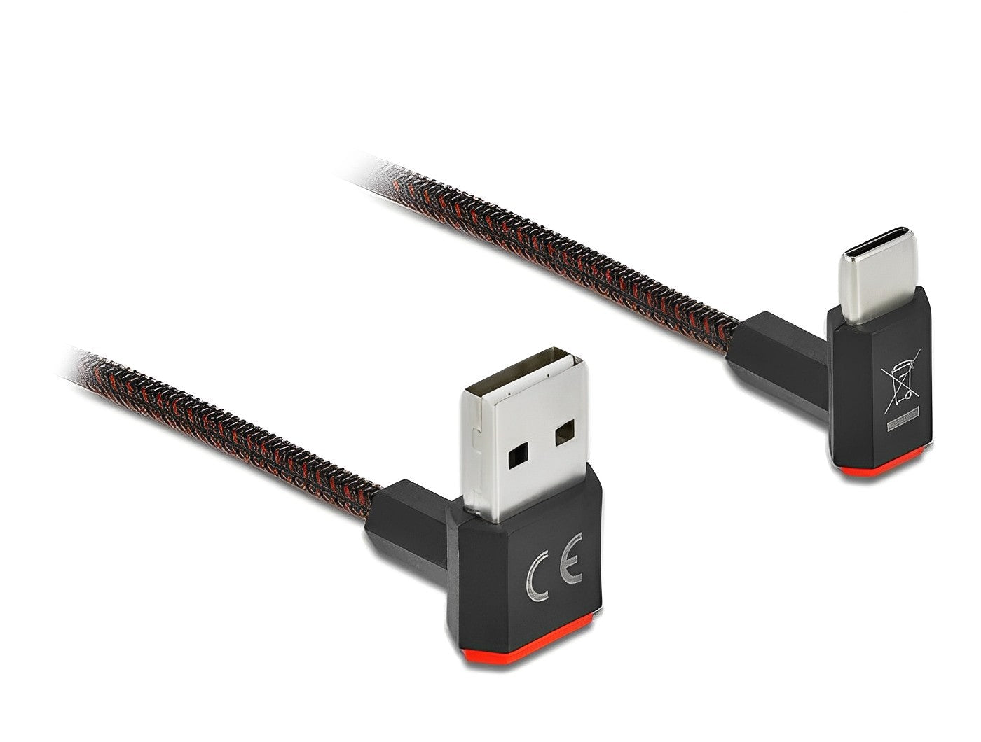 כבל EASY-USB 2.0 עם ציפוי ניילון קלוע מבית Delock גרמניה מאפשר חיבור קל ונוח בין מכשיר עם מחבר USB-C למחשב או למטען בעל חיבור USB-A פנוי