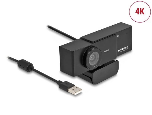 מצלמת אינטרנט 4K 110° UHD 8 megapixel עם מיקרופון וחצובה - delock.israel