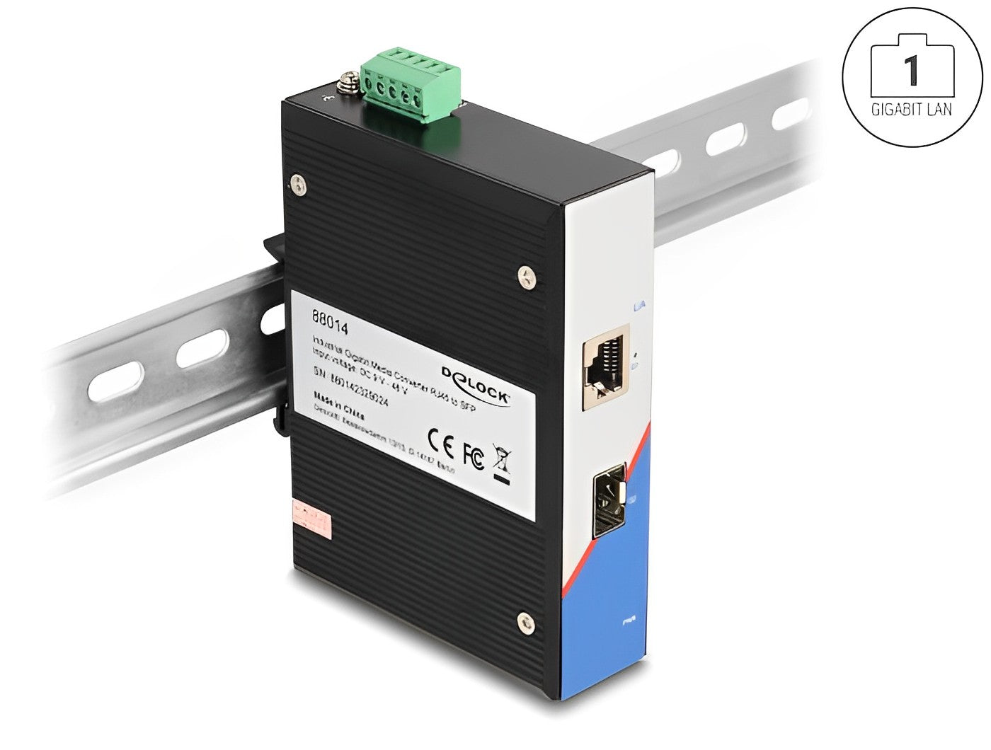 ממיר מדיה אופטי תעשייתי שקע SFP לשקע RJ45 תומך 1 גיגה - delock.israel