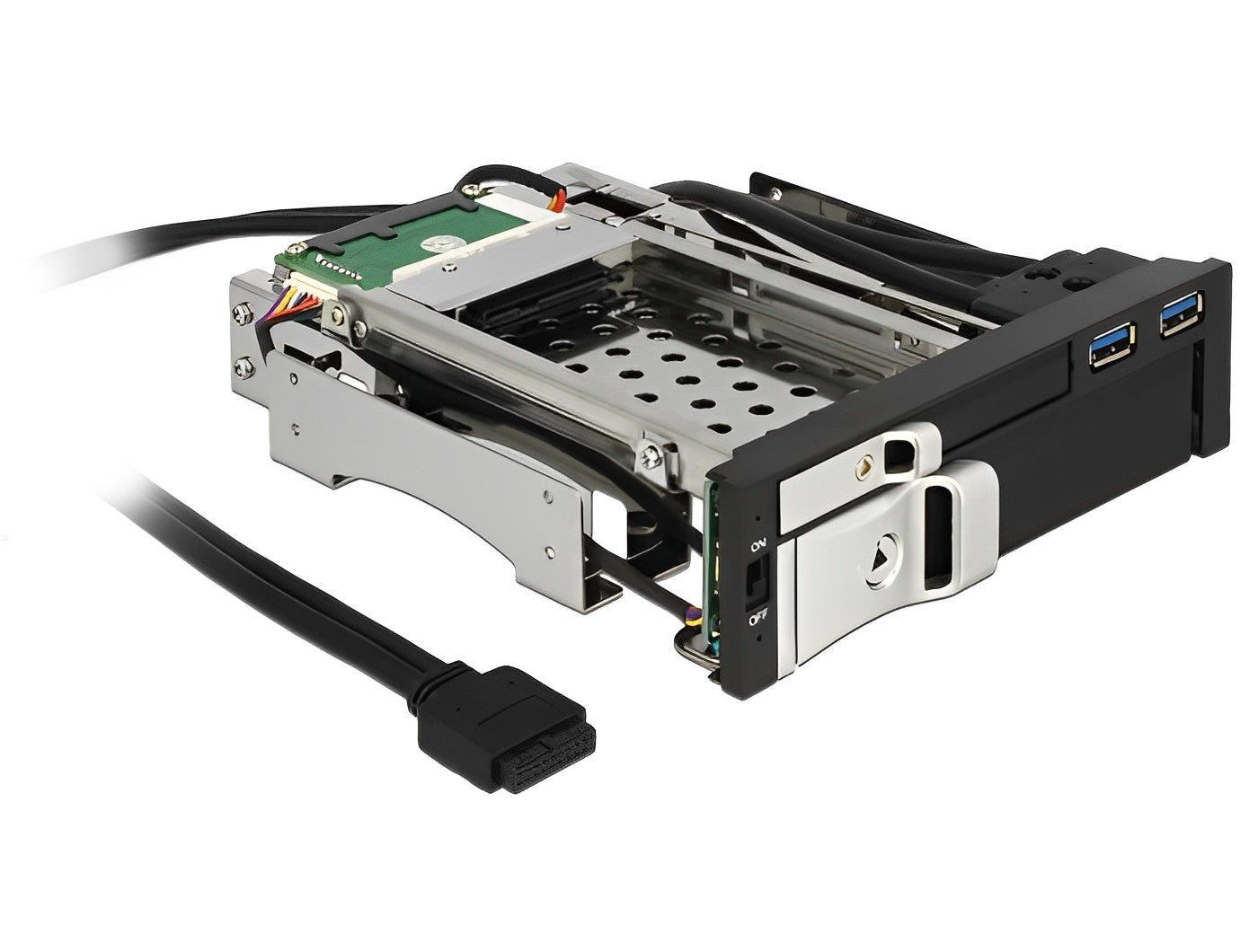 מגירה נשלפת 5.25″ עבור 2 כוננים דיסקים 2.5″SATA/3.5″SATA - delock.israel
