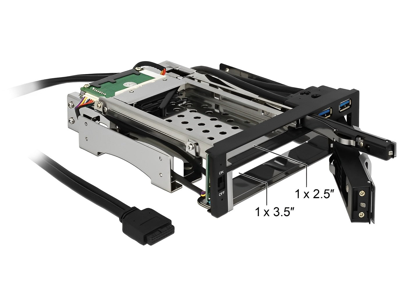 מגירה נשלפת 5.25″ עבור 2 כוננים דיסקים 2.5″SATA/3.5″SATA - delock.israel
