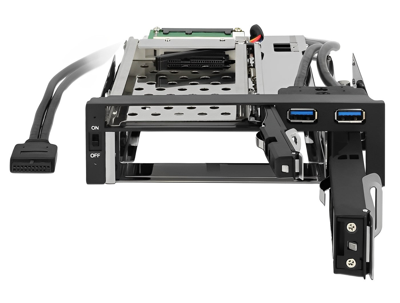 מגירה נשלפת 5.25″ עבור 2 כוננים דיסקים 2.5″SATA/3.5″SATA - delock.israel