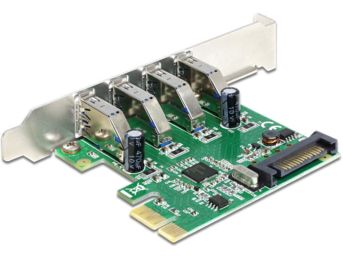 כרטיס PCI-E USB 3.0 5Gbps Low profile עם 4 יציאות USB-A צ'יפ Renesas - delock.israel