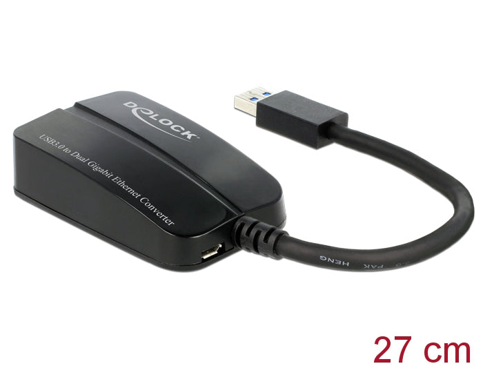 מתאם/מתג רשת USB 3.0 ל- 2 שקעים RJ45 Gigabit 10/100/1000 - delock.israel