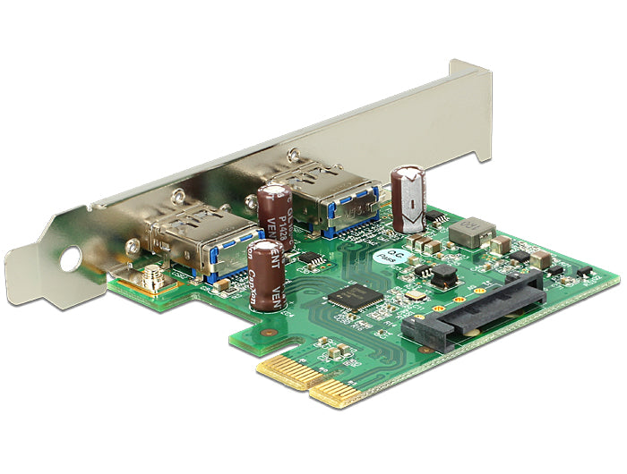כרטיס PCIe x1 USB 3.0 5Gbps Low profile עם 2 יציאות USB-A צ'יפ Renesas uPD720202 - delock.israel